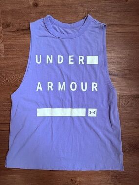 Under Armour Talc Blue Logo Muscle Tank Womens XS
